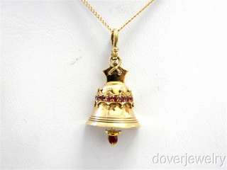 Vintage Gold Ruby Bell Charm Pendant NR  