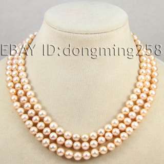   9MM PINK WHITE BLACK POLYCHROME PEARL NECKLACE 16 17 18 D162  