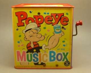 Vintage Mattel Popeye Jack in the Box Tin Toy with Pipe  