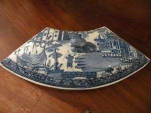ANTIQUE ENGLISH STAFFORDSHIRE BLUE WILLOW SUPPER DISH  