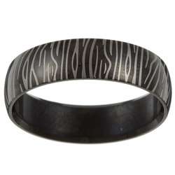 Surgical Steel Black Zebra Stripe Ring  Overstock