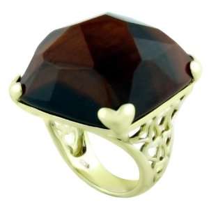  Plated Sterling Silver Red Tiger Eye Ring For Women Size 5 Jewelry