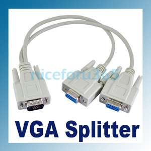 PC to 2 Monitors Y Splitter Cable For VGA Video Used to Connect Two 