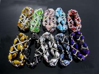   Wide Flexible Glass Beads Handmade Bracelets Jewelry Beautiful  