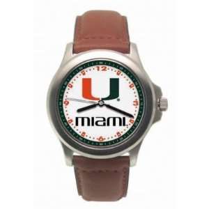  Miami Hurricanes LogoArt Rookie Leather Mens NCAA Watch 