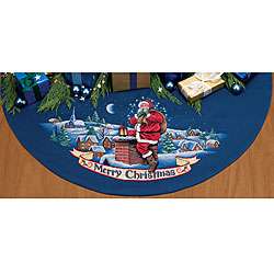 Cross Stitch Merry Christmas/Santa Tree Skirt Kit  Overstock