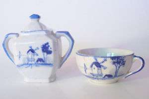 Blue Windmill Childs Toy Mini DIshes Sugar & Teacup  