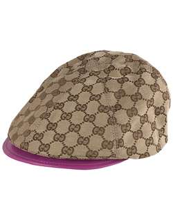Gucci Mens Beige Jacquard Logo Newsboy Hat  