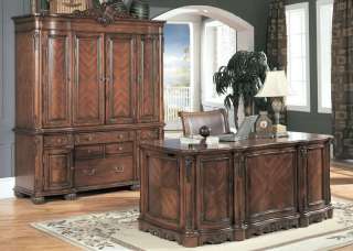 Executive Desk Set Solid Wood Credenza Hutch Chair New  