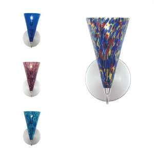   Cone I Mouth Blown Conical Glass Wall Sconce   12V ColorPurple Blue