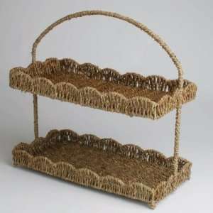  Scalloped Seagrass 2 Tier Tray (Coffee) (18H x 18W x 9D 