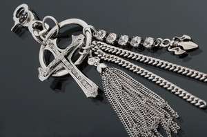 BLING CROSS wallet chain Key holder charm for BIKER ROCKER GOTH 