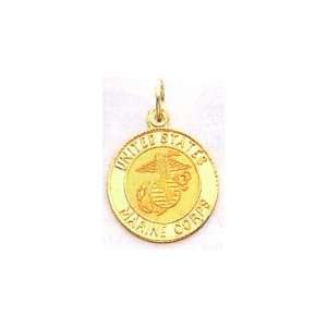  14k Gold U.S. Marine Corps Insignia Disc Pendant [Jewelry 