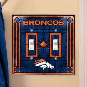Denver Broncos Art Glass Lightswitch Cover (Double)  