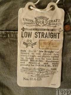 rrl double rl vintage khaki low straight selvedge denim jeans marked 