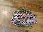 Pink Happy Easter Green Tinsel Wreath ornament / ornie