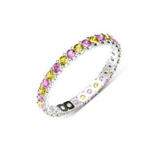   Yellow Color) & Natural Pink Sapphire (AA+ Clarity,Pink Color) U Prong