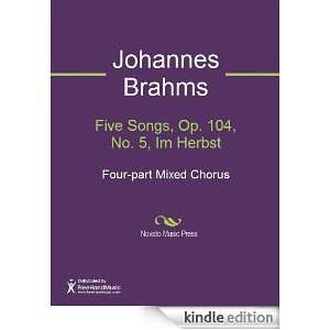 Five Songs, Op. 104, No. 5, Im Herbst Sheet Music Johannes Brahms 