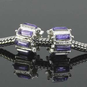 5pcs Trendy Tanzanite Crystal Rhinestone European Charm Beads  