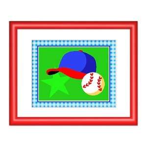  Red Framed Go Team Baseball Print w Cap
