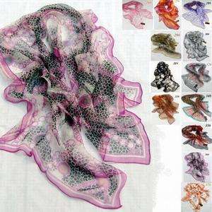   ! 100% silk floral print classic elegant style light soft long scarf