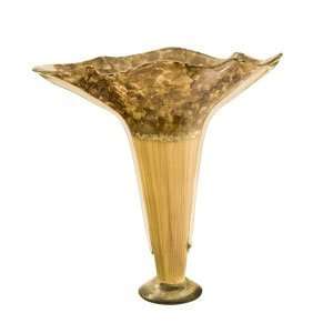  Ambiente Handmade Beige And Caramel Shades Blown Glass Urn 