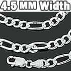 Mens 16 40 Inch Pure 925 Silver 4.5 mm Figaro Link Chain Diamond Cut 