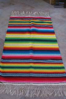   Mexican Serape Shawl Textiles Fabric Hand Woven Dyed Rug Blanket Wool