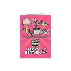  Happy Birthday   cake   4 years old Card: Toys & Games