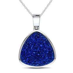 New Sterling Silver Pear Blue Druzy Necklace  