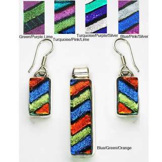 Sterling Silver Dichroic Glass Jewelry Set (Mexico)  
