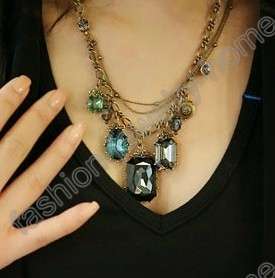Hot Multicolour Glass Crystal Retro Bronze Necklaces Pendant  