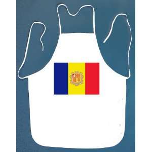 Andorra Flag BBQ Barbeque Apron with 2 Pockets White