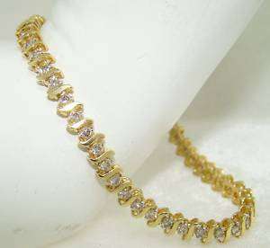 Curve Diamond Tennis Bracelet 14kt Gold Classic!  