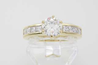 Engagement Ring Princess Diamond Side Moissanite Center  