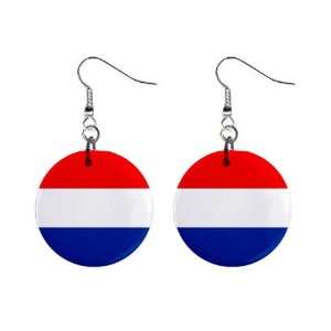 Netherlands Flag Button Earrings