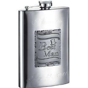  New   Celebrate 8oz Stainless Steel Flask for Best Man 