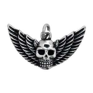  Inox Jewelry 316 Stainless Steel Winged Skull Pendant 