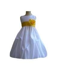 Classykidzshop White Flower Girl Dress with Sash (Baby   14)