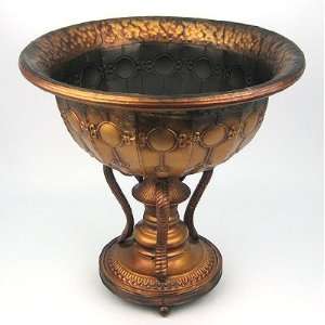 Metal Iron Urn Vase 16in Tan Brown