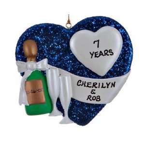 Personalized Anniversary or Wedding Heart Christmas Ornament  