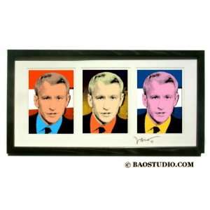  3x Anderson Cooper   Framed Pop Art By Jbao (Signed Dated 