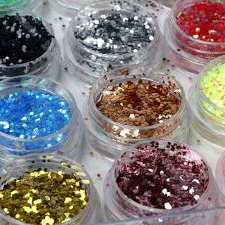 12 Color Glitter Powder Nail Art Gel Tips Decoration  