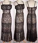 Vintage 1960s Black Lace Long Floor Length Sheath Sundress Gown Dress 