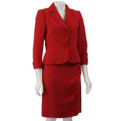 Tahari ASL Womens Red Star Pleated Skirt Suit  Overstock