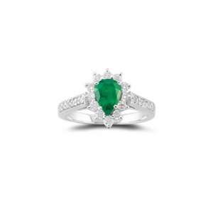  0.44 Ct Diamond & 0.56 Ct Emerald Ring in 18K White Gold 6 