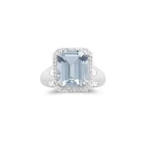  0.18 Ct Diamond & 6.07 Cts Sky Blue Topaz Ring in 14K 