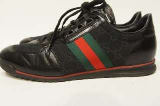 GUCCI CC LACE UP BLACK SNEAKERS SHOES 8 G/9 US $395  