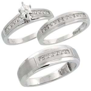 Piece Trio His (6.5mm) & Hers (4.5mm; 4.5mm) Wedding Ring Band Set 