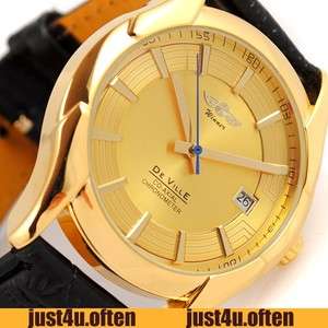 Luxury Golden Calendar S Steel Frame Mens Auto Mechanical Wrist Watch 